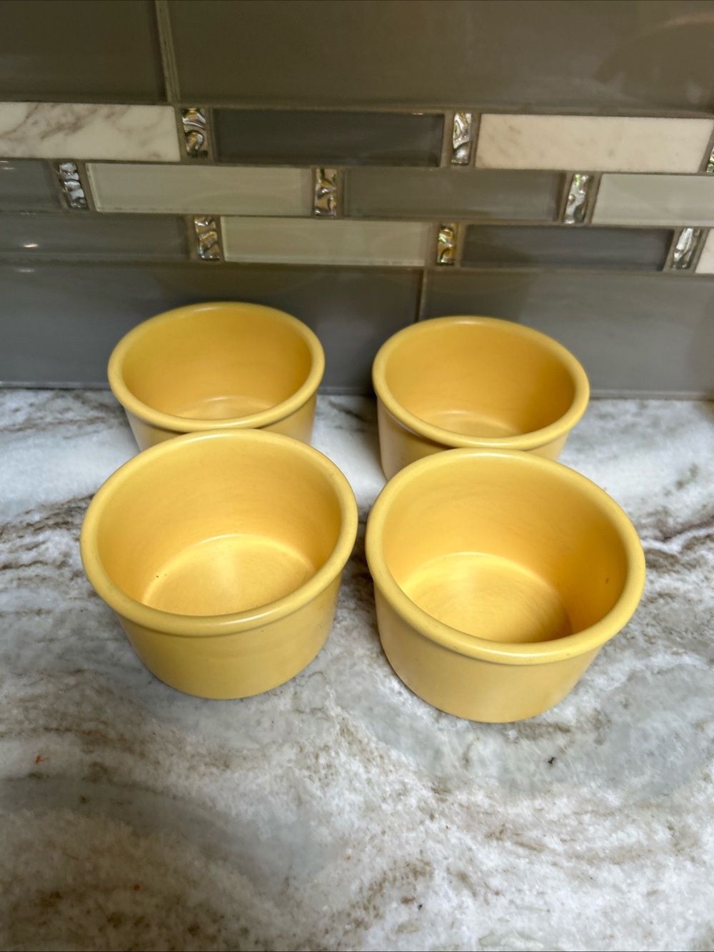Set Of 4 Chantal Yellow/Gold Baking Dishes 1 Cup   Freezer. Microwave Oven Safe.